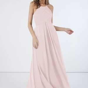 Azazie ginger bridesmaid dress in blushing pink